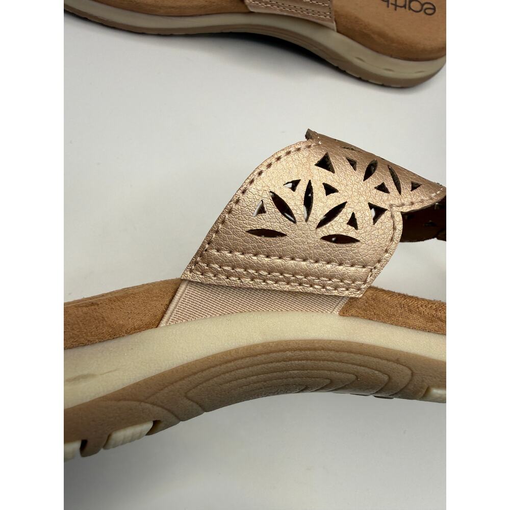 Earth Origins Beige Leather Floral Cut-Out Thong Slip On Sandals Comfort US 10M - Picture 10 of 11